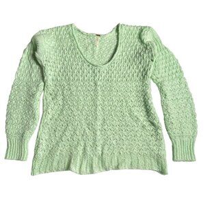 Free People Crashing Waves Sweater Small Mint Green Boho Chic Knit